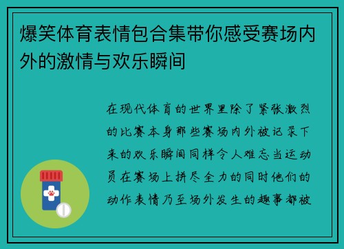 爆笑体育表情包合集带你感受赛场内外的激情与欢乐瞬间
